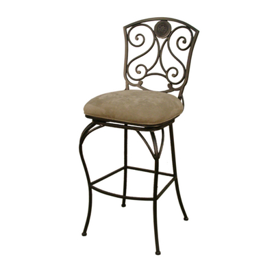 Pepper-Finished Metal Bar Stool With A Soft & Comfortable Basil Fabric Cushion