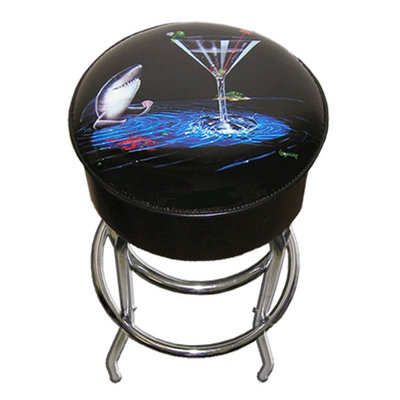 This Eye-Catching Game Room Bar Stool Features a Great White Playing Cards