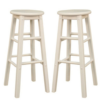 Classic Round Wood Bar Stool With A Wonderful White Finish