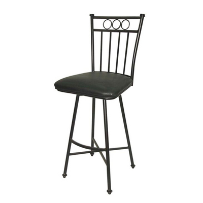 Simple Black Metal Bar Stool With A Comfortable Black Vinyl Cushion