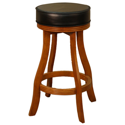 Curved Legs & A Round Stretcher Supports A Comfy Vinyl-Cushioned Bar Stool