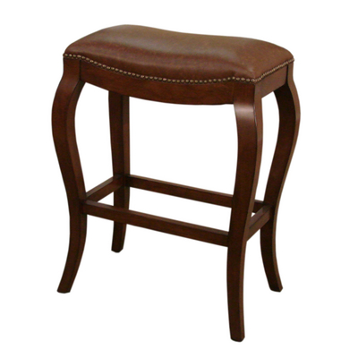 Backless Bar Stool with Genuine Leather & Beautiful Brass Tacking