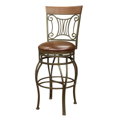Swivel Bar Stool with a Wood Top Rail & Beautiful Bronze Metal Frame