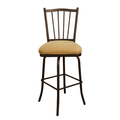 The Classic Bar Stool Look With A Dark Pepper Finish & Sand Microfiber Cushion