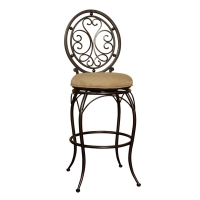 Extravagant Swivel Bar Stool with a Grand Medallion Design in the Back Rest