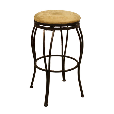 This Backless Stool Showcases a Coco Frame Supporting a Camel Microfiber Cushion