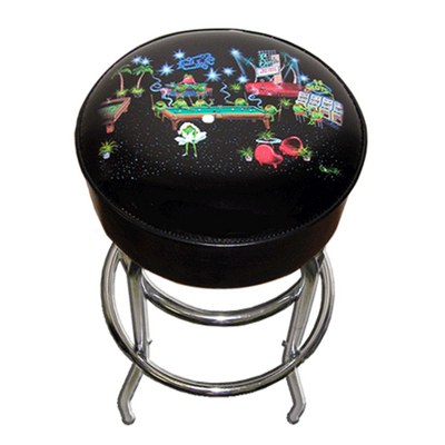 A Game Room Bar Stool with Michael Godard's Celebrated & Notorious Olives