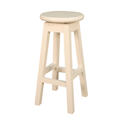 A Classic Wood Kitchen Stool with a Round Seat & Hidden Swivel Action