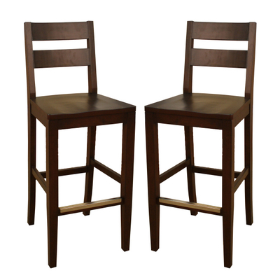Two Stationary Bar Stools with Rich Sierra Wood Finish