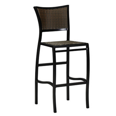 This Bar Stool Offers A Flat Resin Weave & A Gorgeously Finished Aluminum Frame
