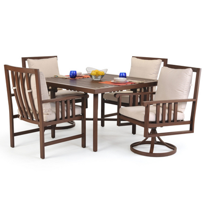 Mission-Style Outdoor Dining Table & Chairs with Straight & Square Outlines