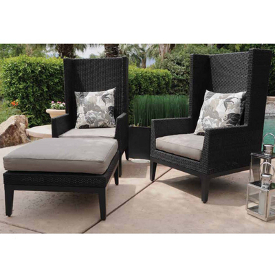 A Classic Yet Modern Outdoor Lounge Set With Traditional Wingback Chairs