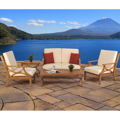 Comfortable Deep Seating Aluminum Patio Furniture with a Pecan Wood Finish