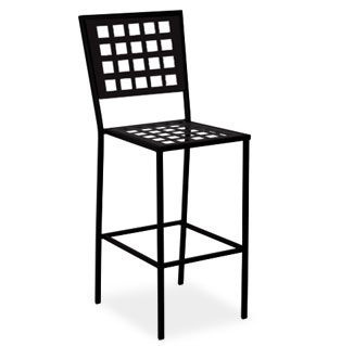 Hip & Urban Bar Stool With Rectangular Outlines & Checkered Seat & Backrest