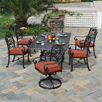 Relax in Style on Your Patio with the Sienna Outdoor Cast Aluminum Dining Set