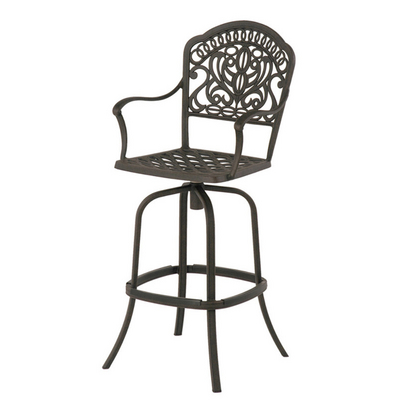 Neo-Greek Patterns Form The Body of This Cast Aluminum Bar Stool by Hanamint
