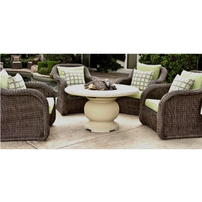 Rustic Fire Pit Set with Traditional Willow Wicker Chairs Built For Outdoor Use