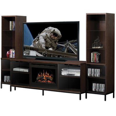 This Entertainment Center Offers Book Shelves, Storage & an Electric Fireplace
