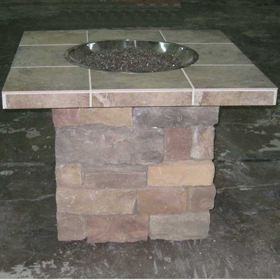 Easy-To-Operate Outdoor Propane Stone Fire Pit with Custom Stone & Tile