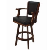 Backed Swivel Bar Stool - English Tudor