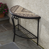 Basilica Marble Mosaic Half Moon Console Table